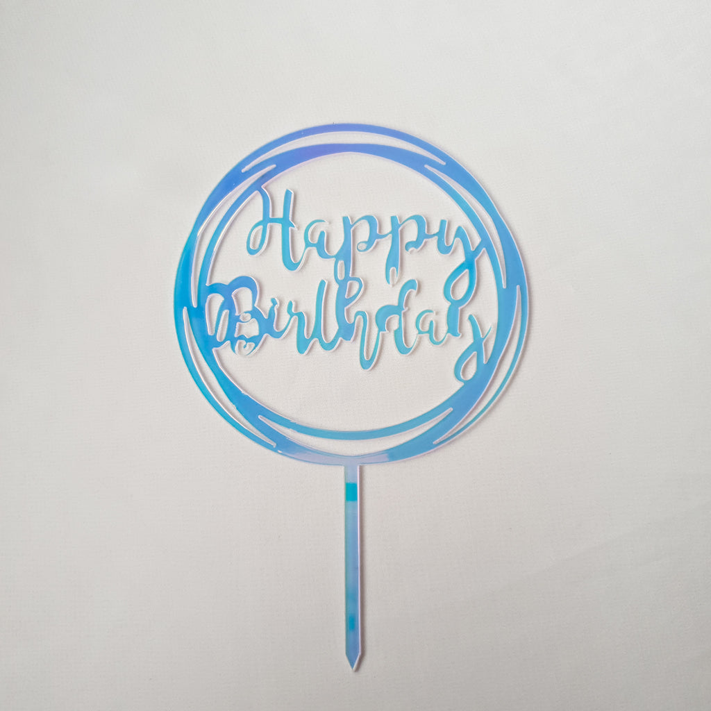 Iridescent Happy birthday acrylic cake topper