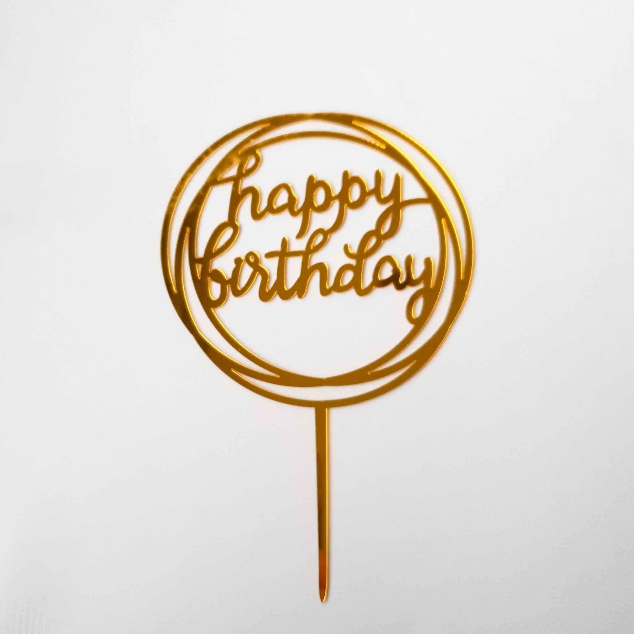 Cake Topper - Happy Birthday Round (Gold) – Bisou Online